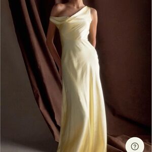 Meshki One-Shoulder Ivory Yellow Evening Gown